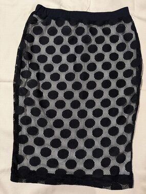H&M Black Polka Dot Mesh Pencil Skirt